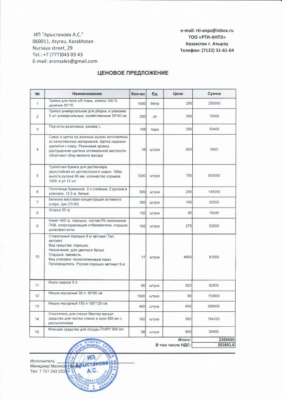 Закуп хоз. товаров: Проведен